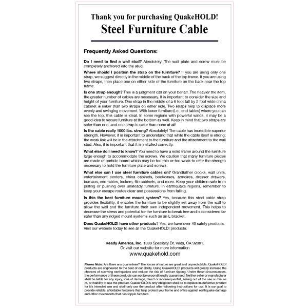 QuakeHOLD! Steel Furniture Cable - 7 in - Image 2