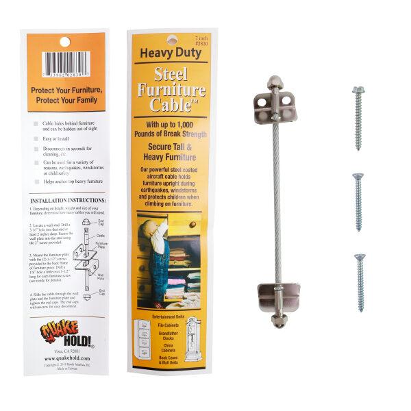QuakeHOLD! Steel Furniture Cable - 7 in