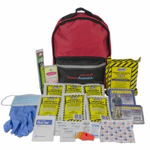 Ready America 70380 72 Hour Emergency Kit, 4-Person, 3-Day Backpack, Includes First Aid Kit, Survival Blanket, Portable Preparedness Go-Bag for