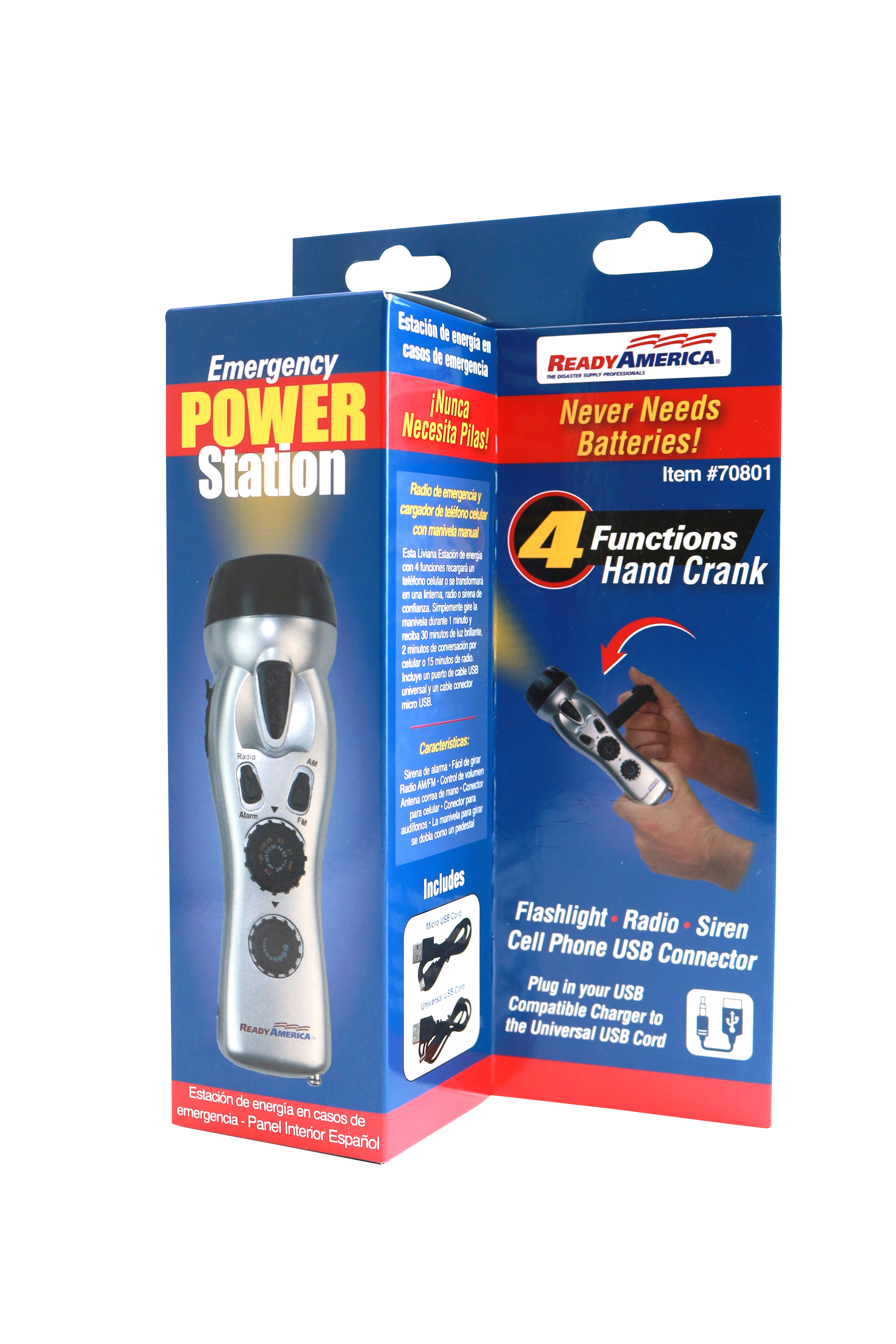 Handcrank Flashlight with Solar Panel and Clip