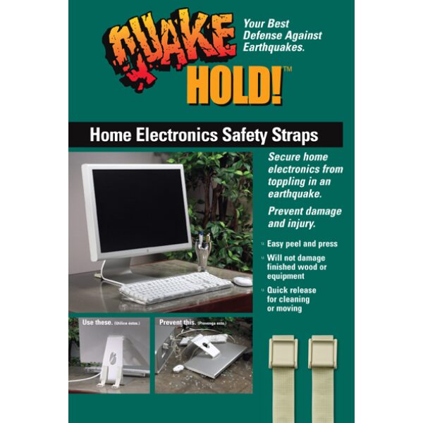 QuakeHOLD! Home Electronic Safety Straps-Grey