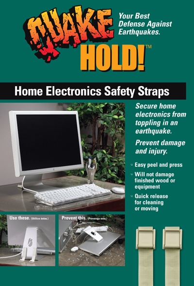 QuakeHOLD! Home Electronic Safety Straps-Grey