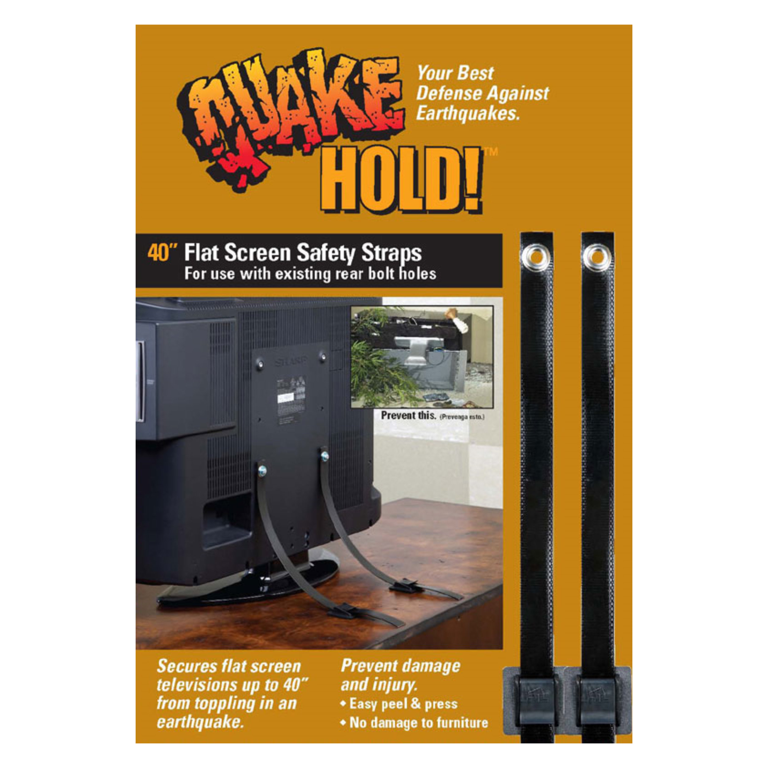 QUAKE HOLD! FURNITURE STRAP ~ NO HOLES IN FURNITURE ~ EASY TO USE! BRAND  NEW