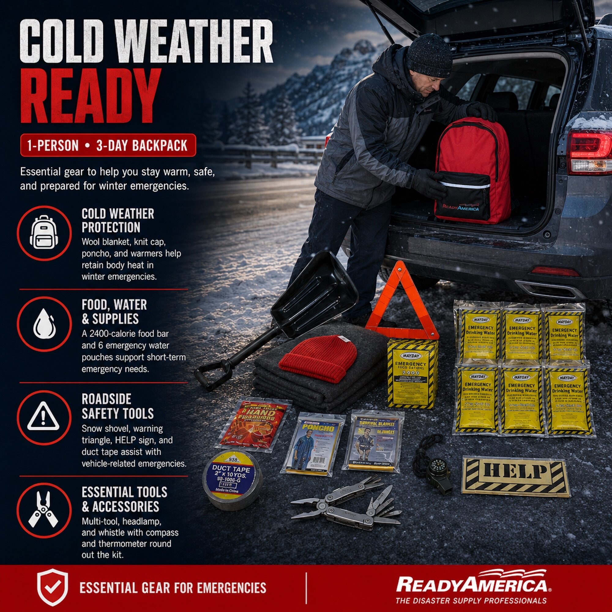 1 Person Cold Weather Survival Kit (3 Day Backpack) - Image 2