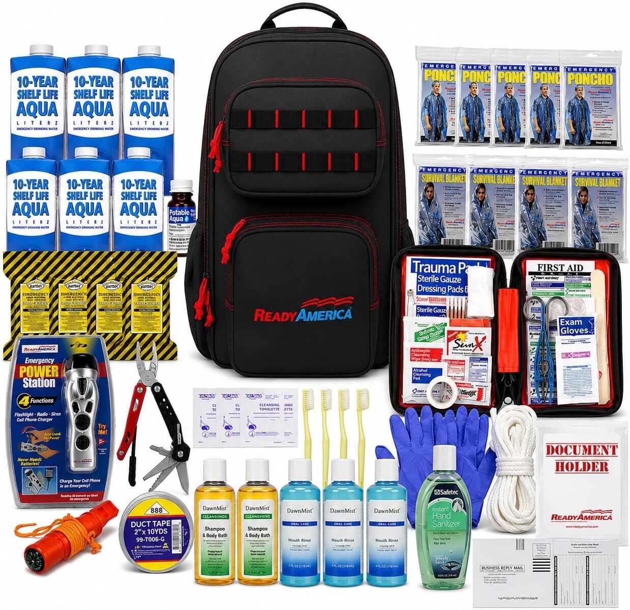 4 Person Professional Emergency Kit (3 Day Backpack) 10 Year Shelf Life Food & Water